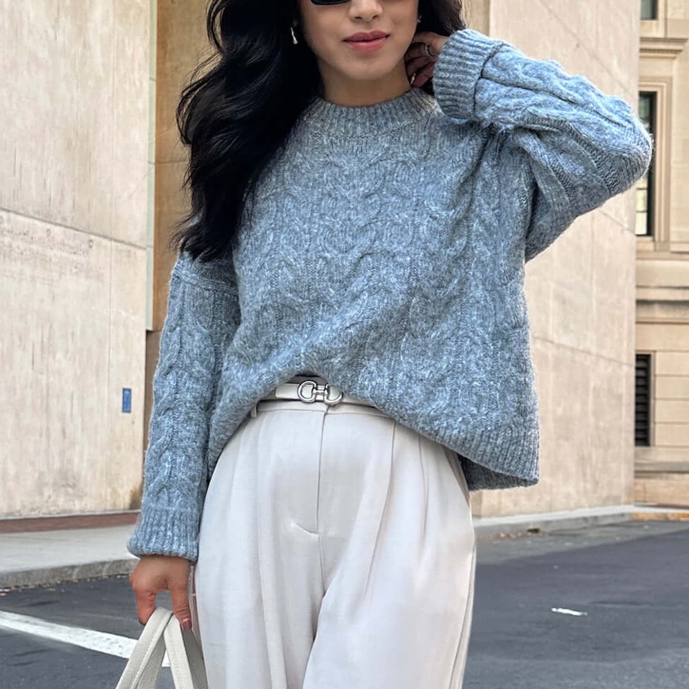 Abercrombie & Fitch Blue Cable-knit Sweater